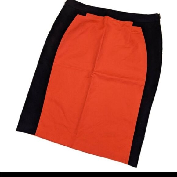Worthington Orange and Blue ColorBlock Pencil Skirt with Double Side Zip Sz 10P - Picture 4 of 6